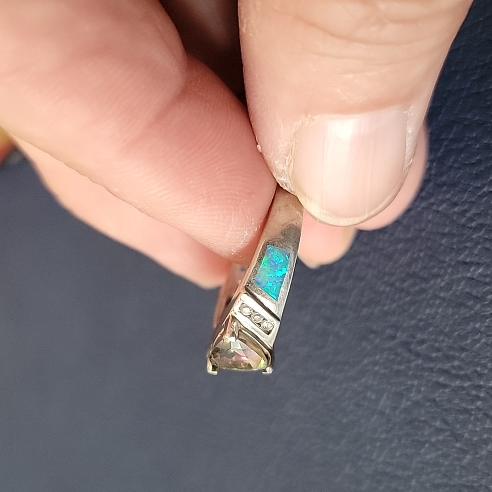Amethyst Simulant, CZ, Opal Silver Plated Ring - Picture 6 of 9
